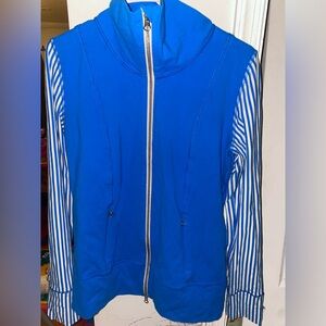Lululemon define Womens Size 10 front zip jacket bright blue Striped